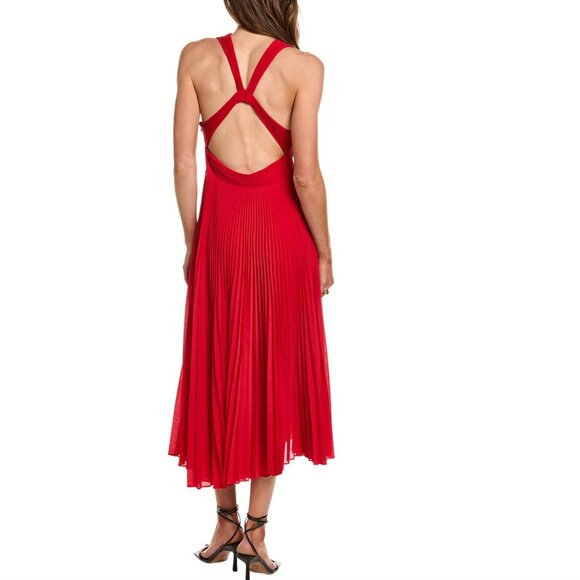 A.L.C. Red Pleated Midi Dress - Picture 2 of 6